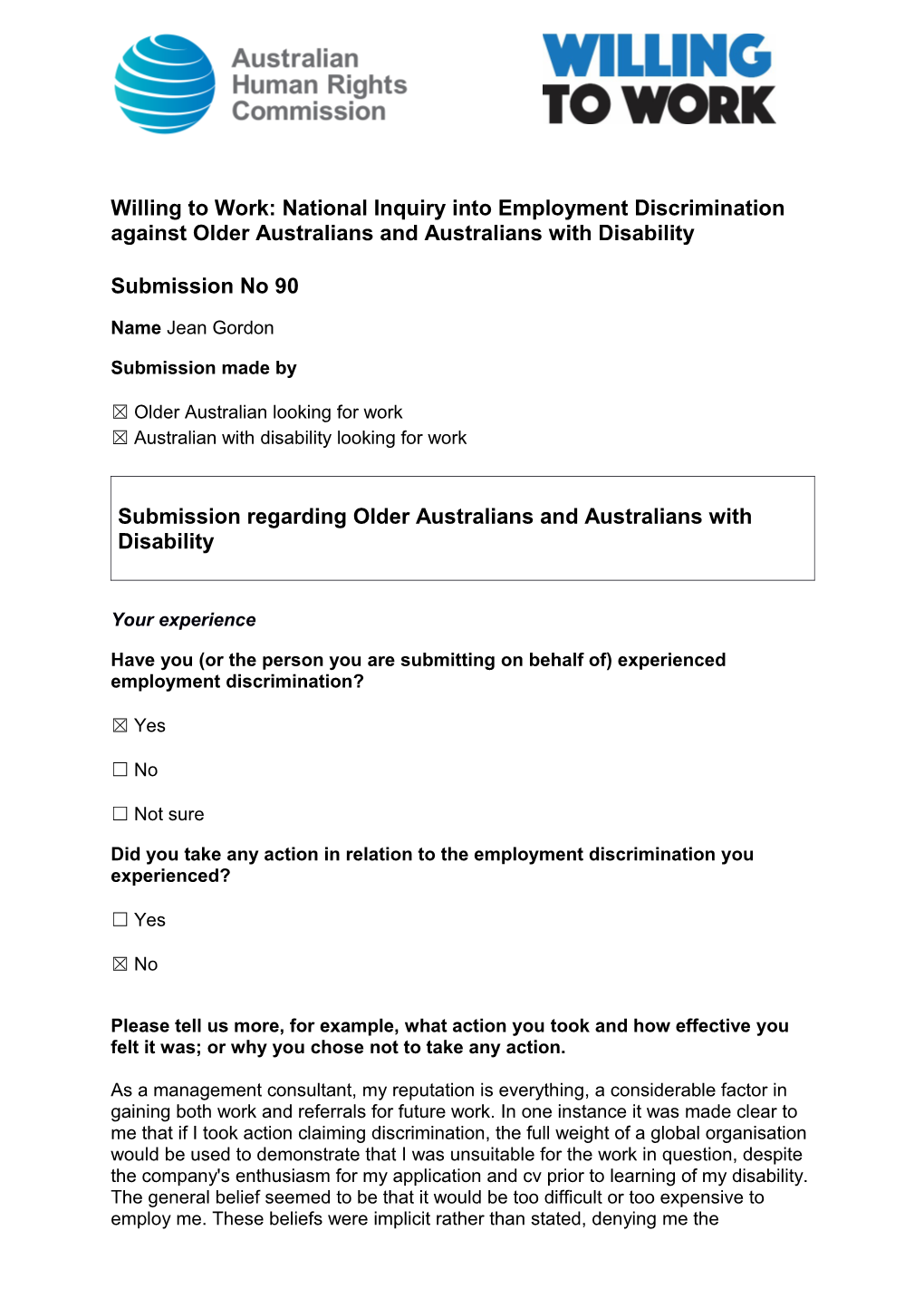Willing to Work: National Inquiry Into Employment Discrimination Against Older Australians s9