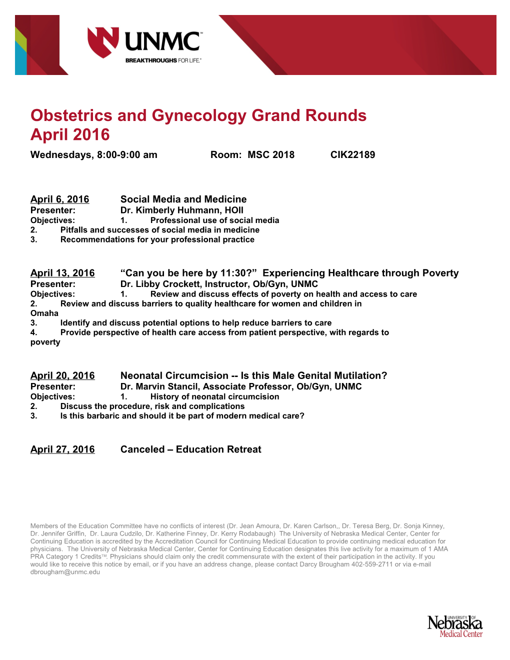 Obstetrics and Gynecology Grand Rounds