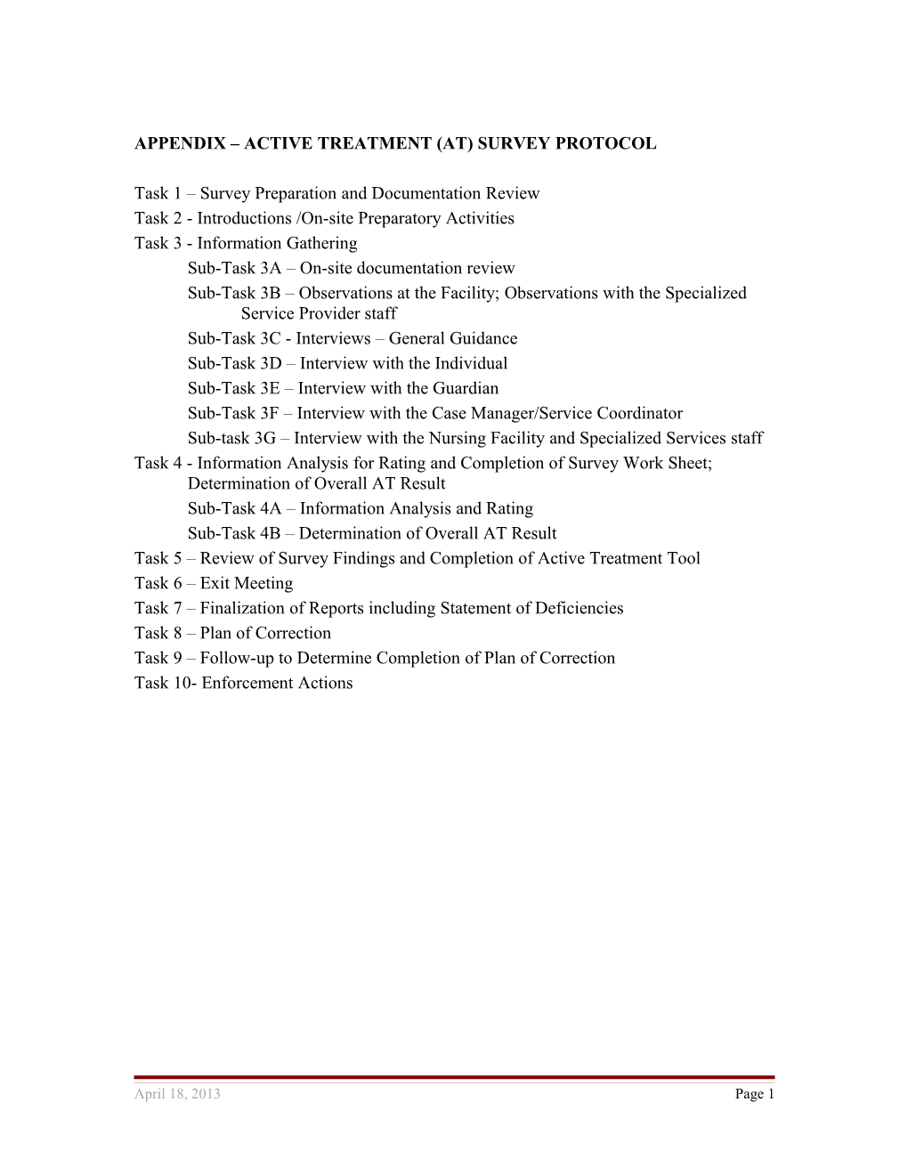Proposed Active Treatment Process Draft 10/21/12
