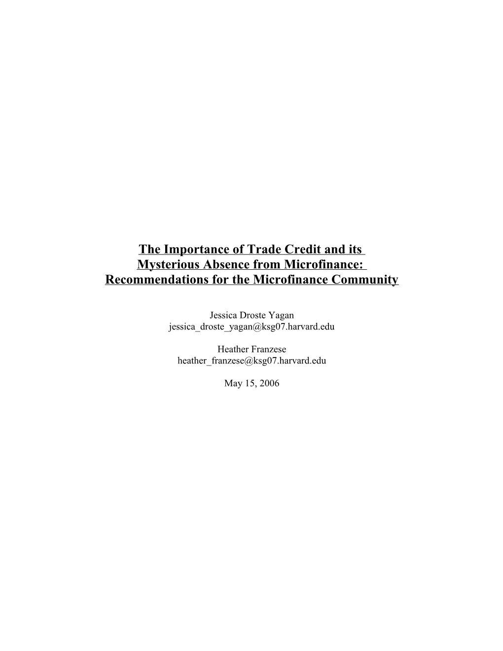 The Importance of Trade Credit and Its