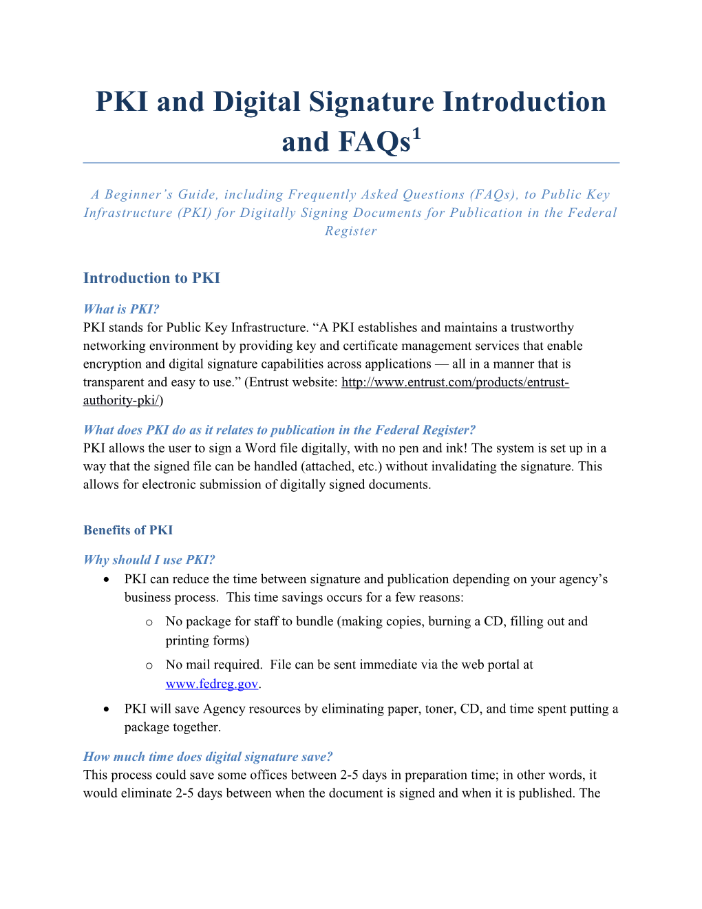 PKI and Digital Signature Introduction and Faqs 1