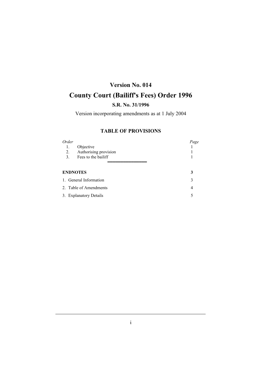 County Court (Bailiff's Fees) Order 1996