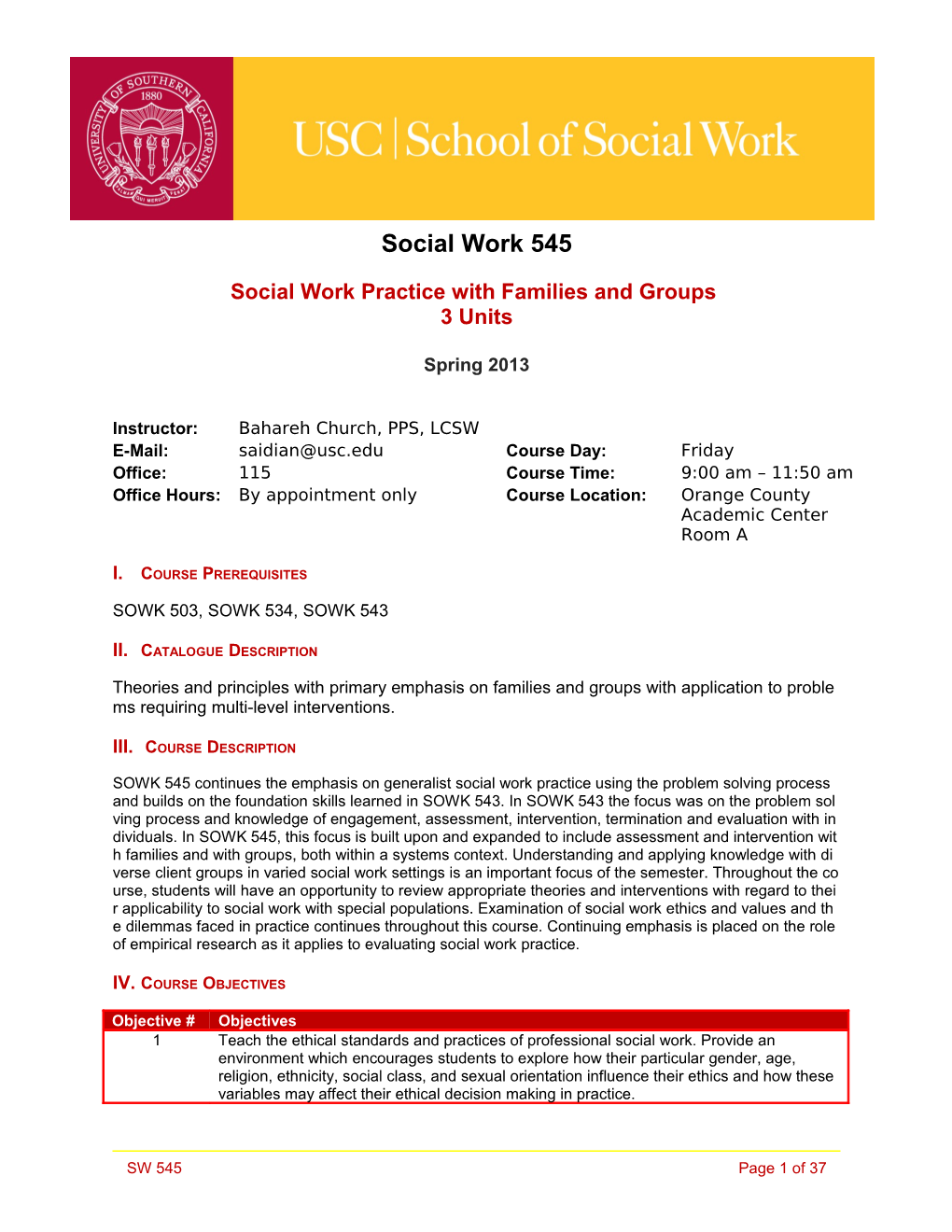 School of Social Work Syllabus Template Guide s18
