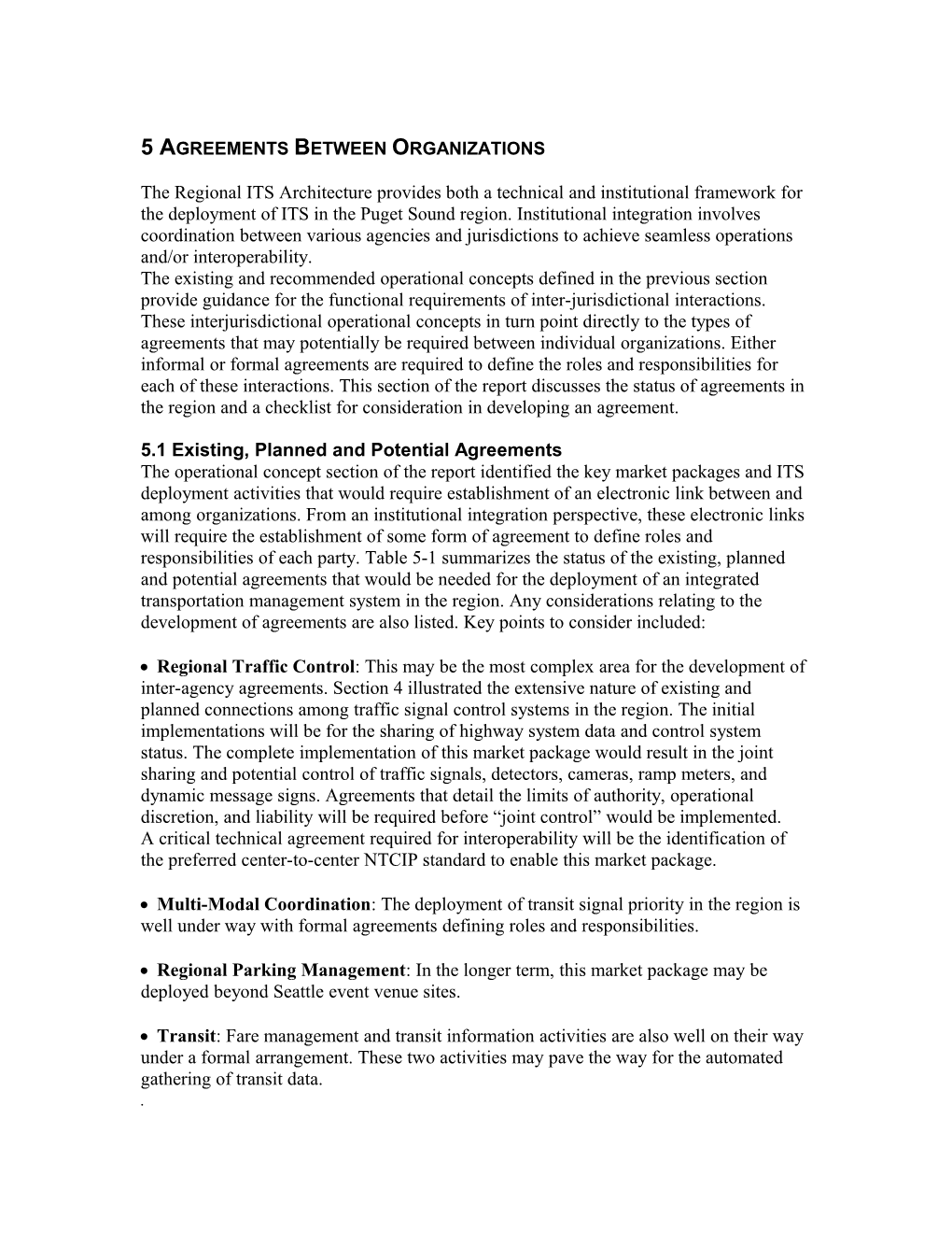 5 Agreements Between Organizations