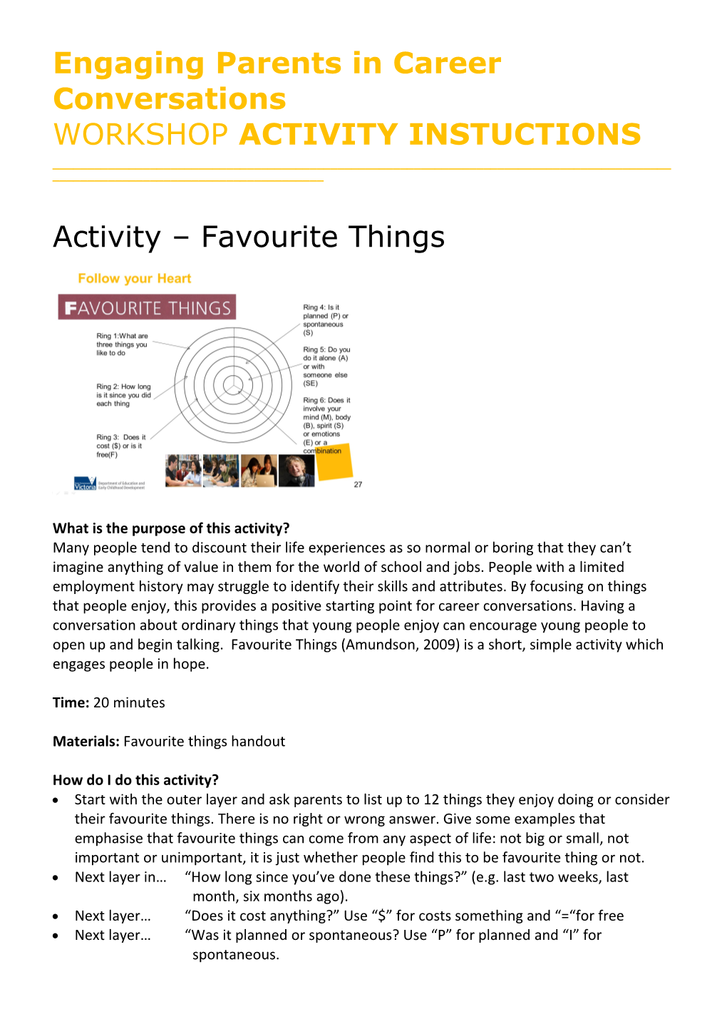 Epicc Activity - Favourite Things