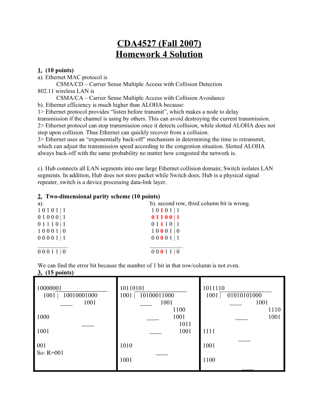Homework 4 Solution