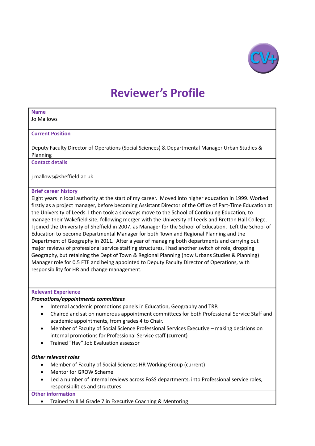 Reviewer S Profile