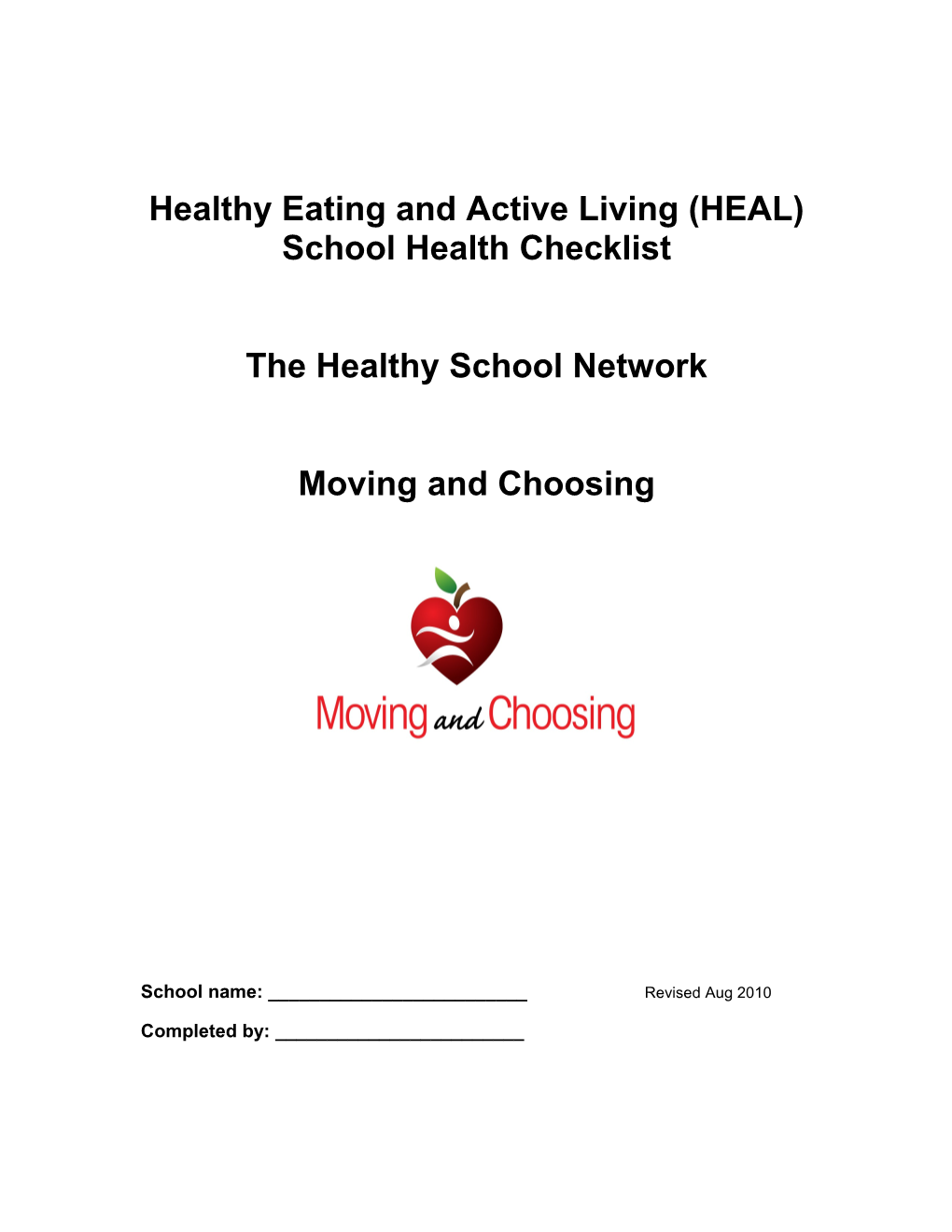 The Comprehensive School Health Checklist