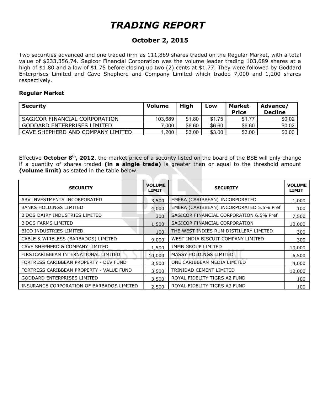 Trading Report s26