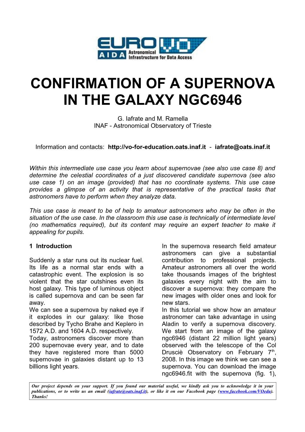 Confirmation of a Supernova