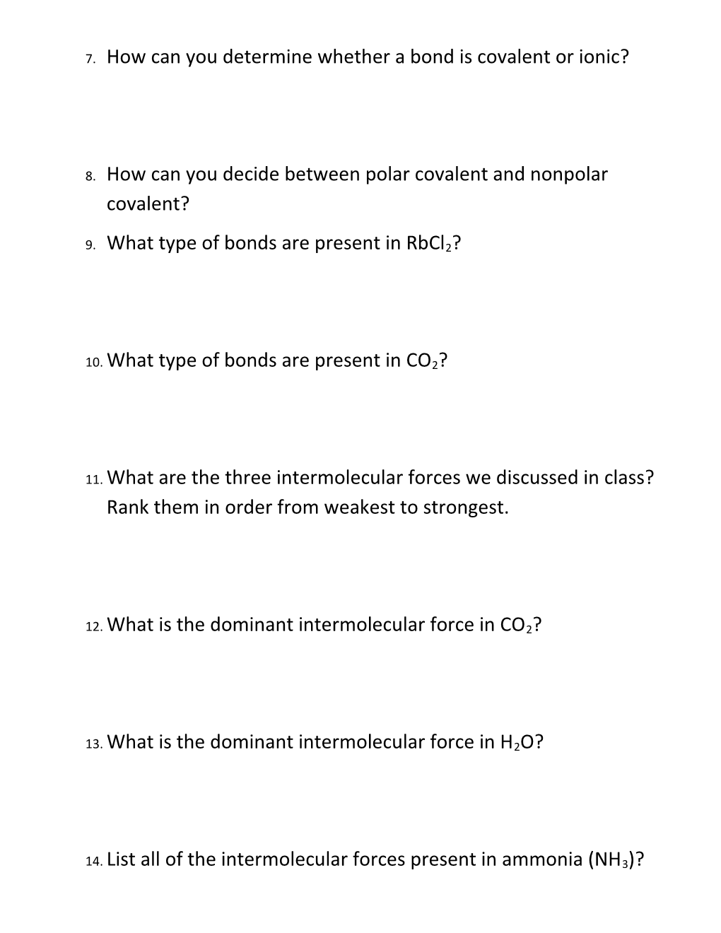Questions for Final Review Game (X)