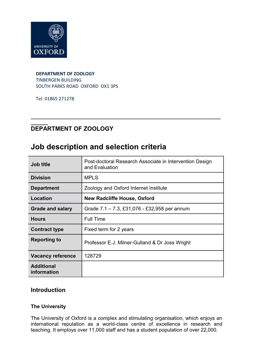 Job Description and Person Specificationselection Criteria s10