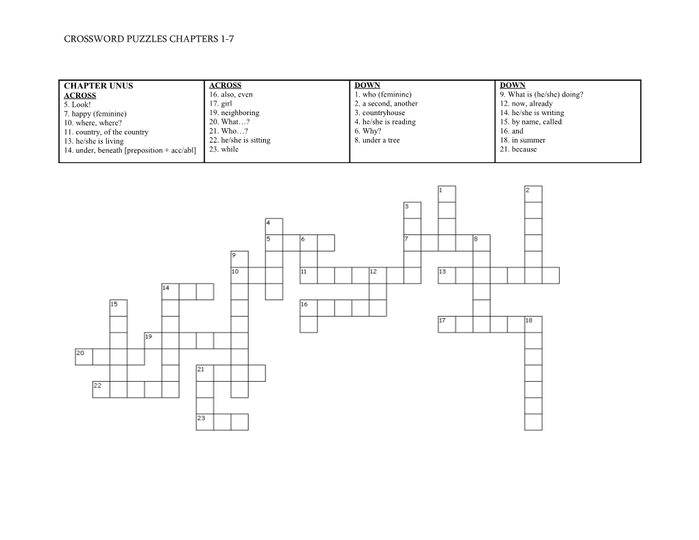 Crossword Puzzles Chapters 1-7