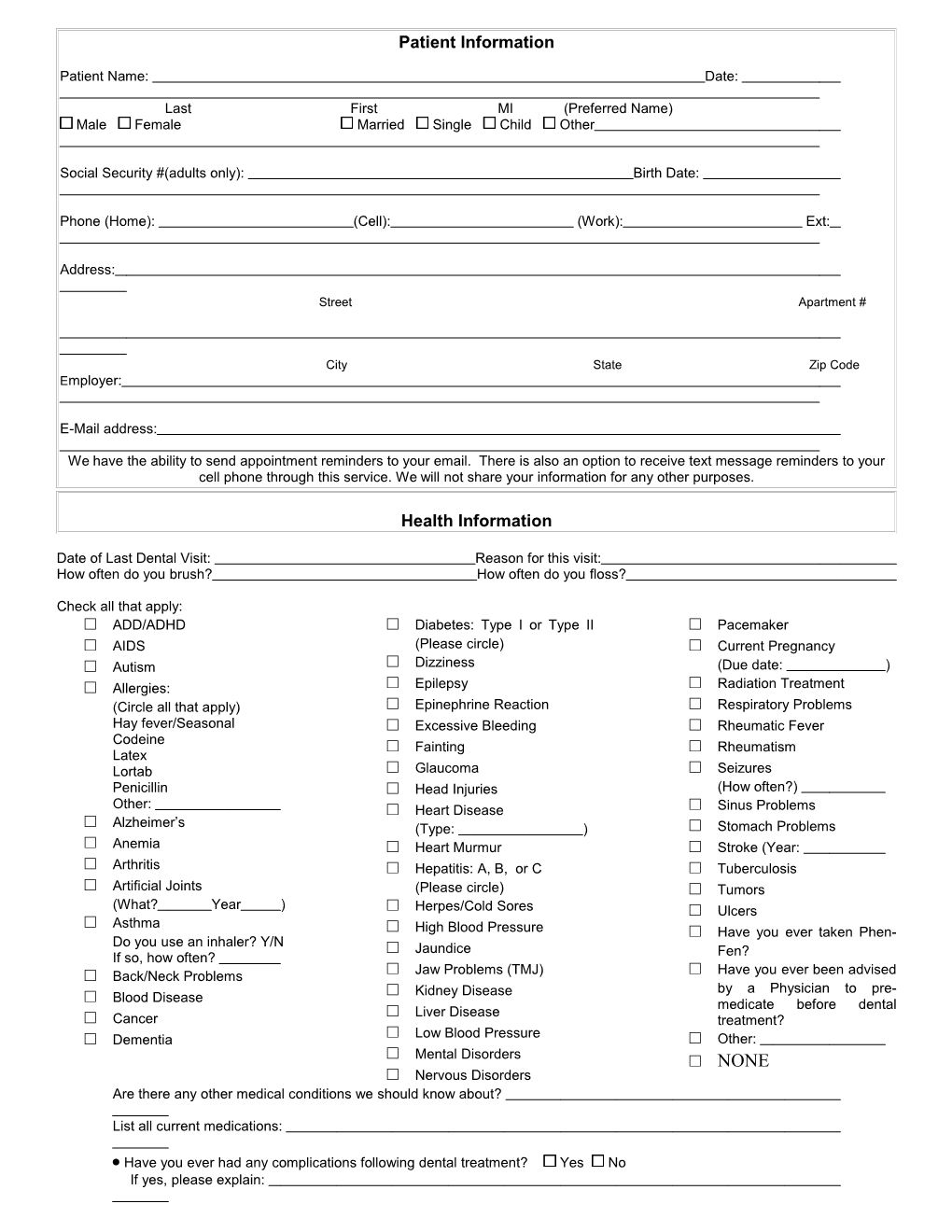 Sample New Patient Questionnaire s3