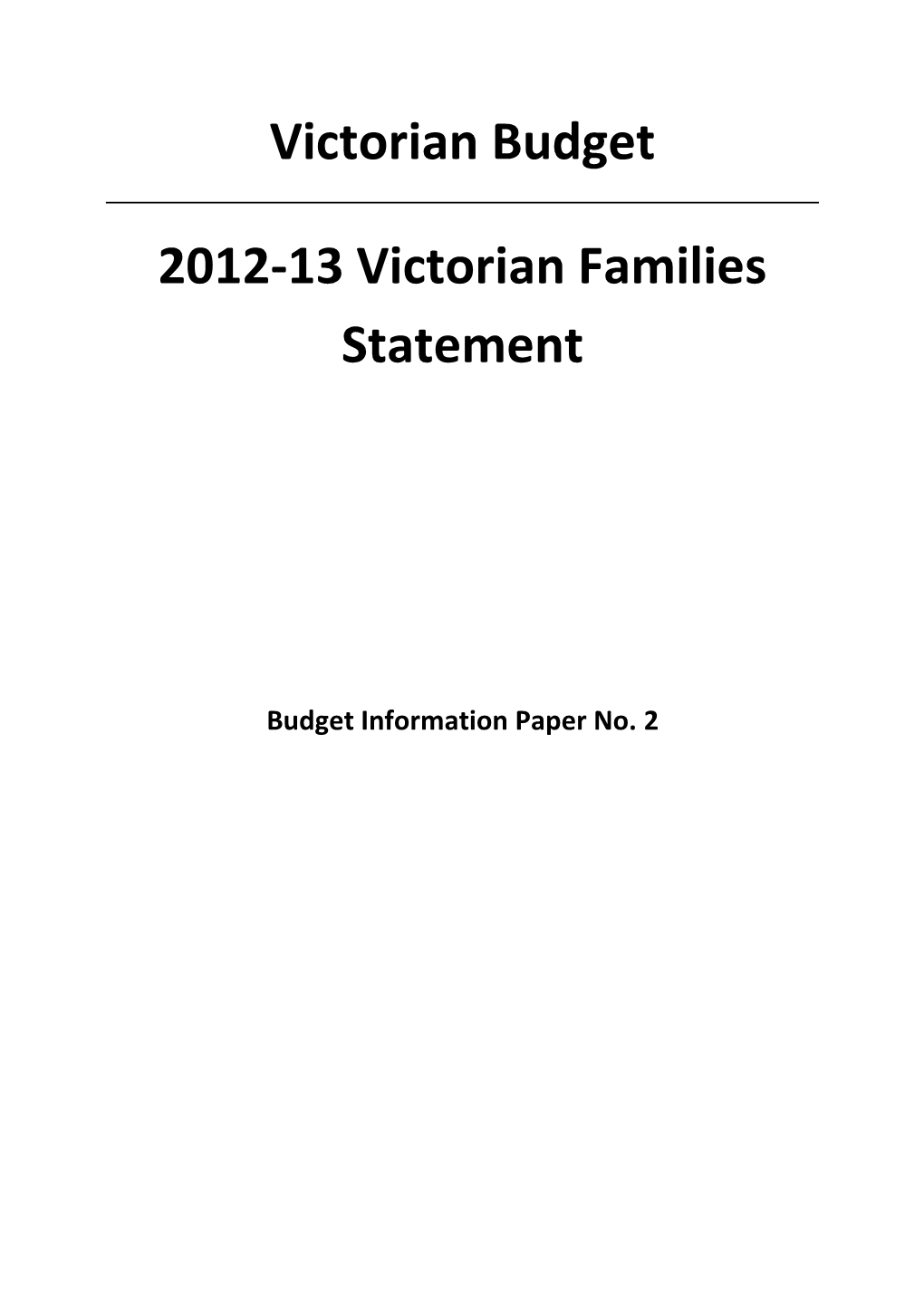 Victorian Budget