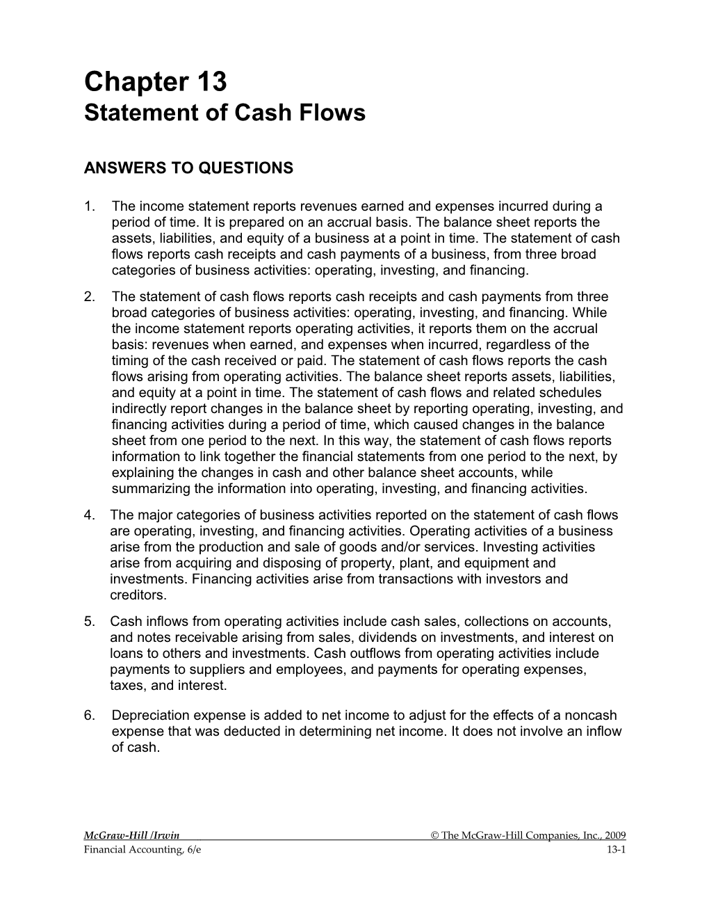 Statement of Cash Flows