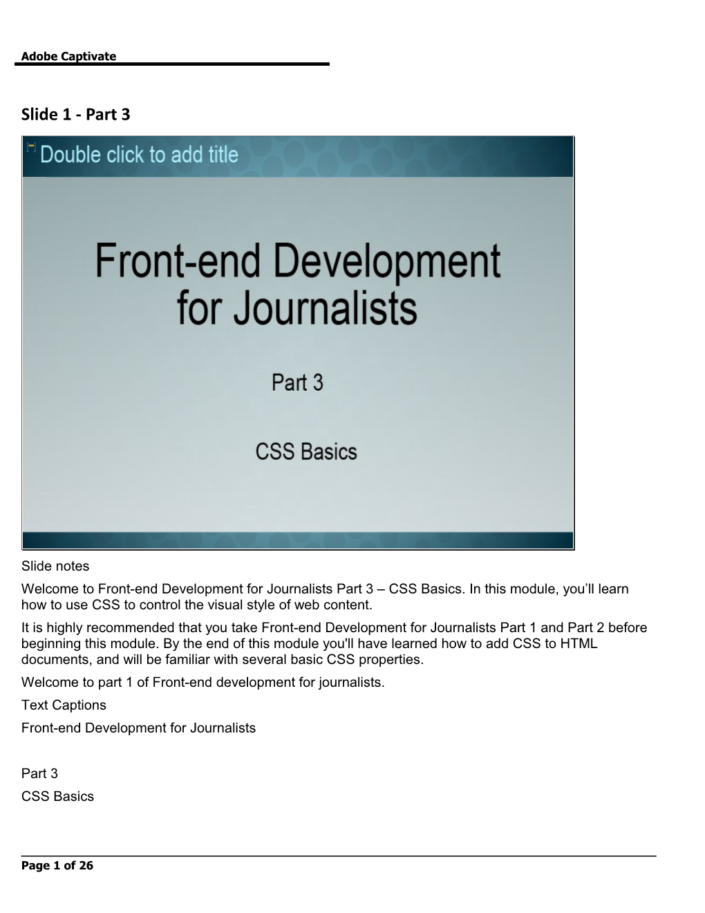 Welcome to Part 1 of Front-End Development for Journalists