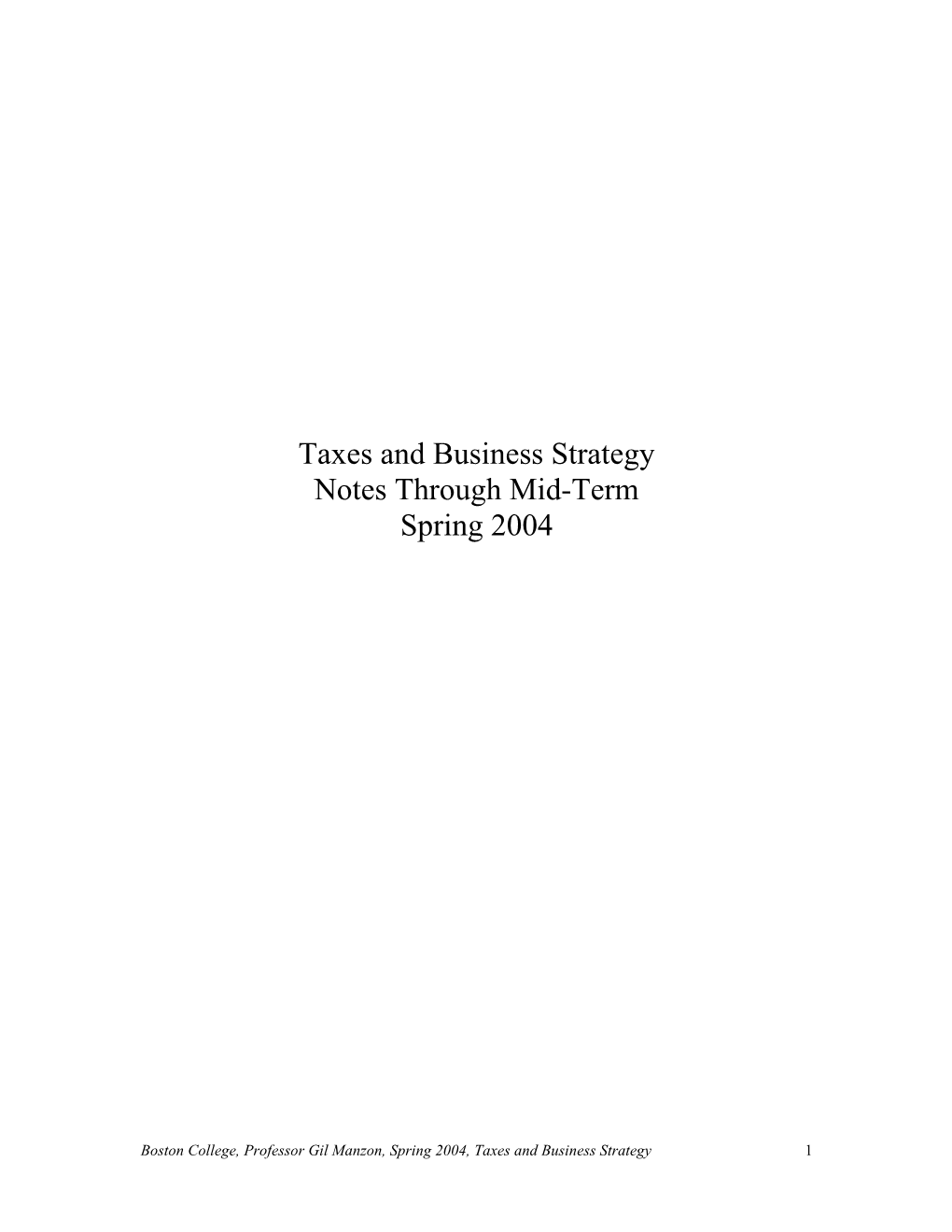 Taxes and Business Strategy