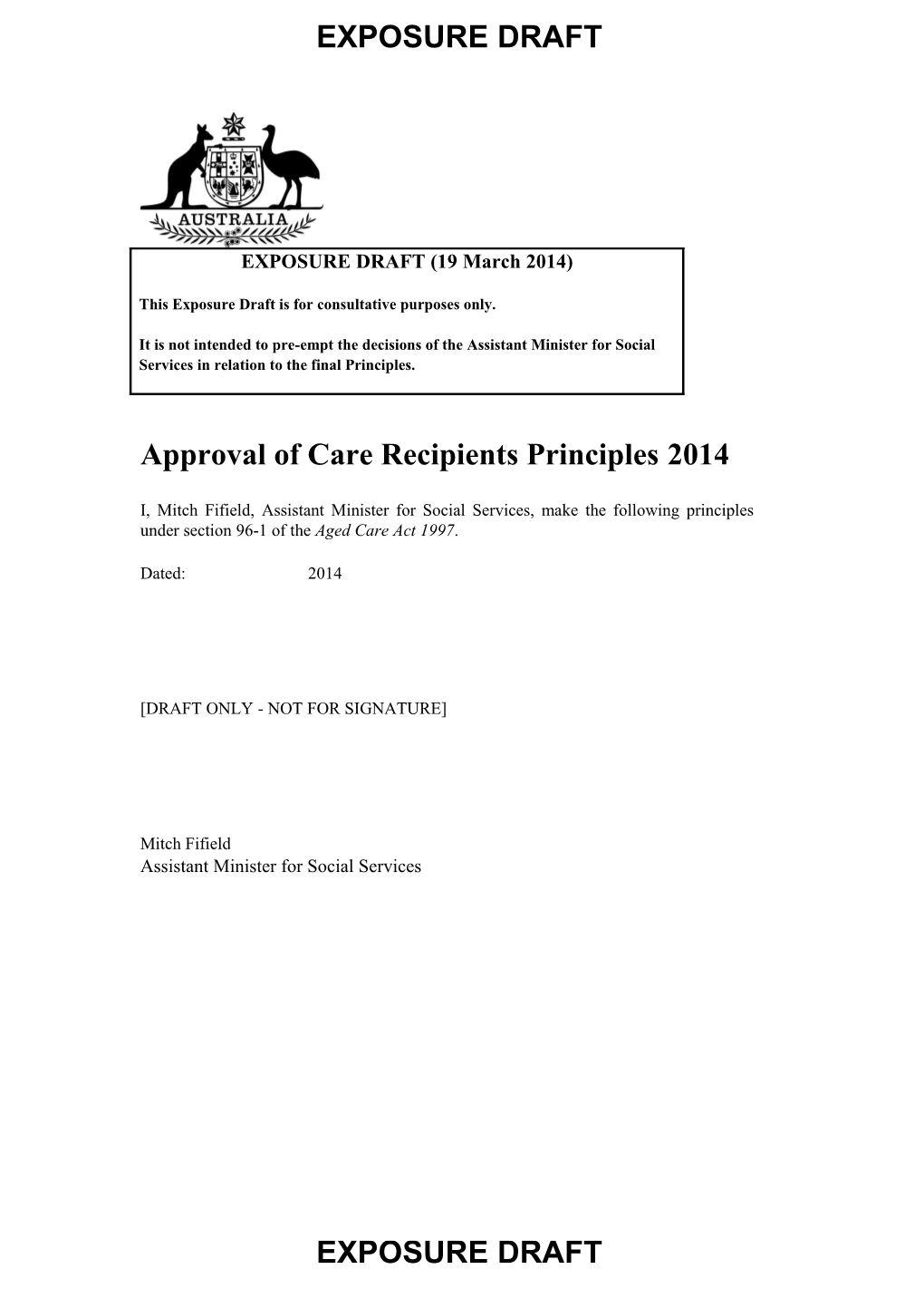 Approval of Care Recipients Principles2014
