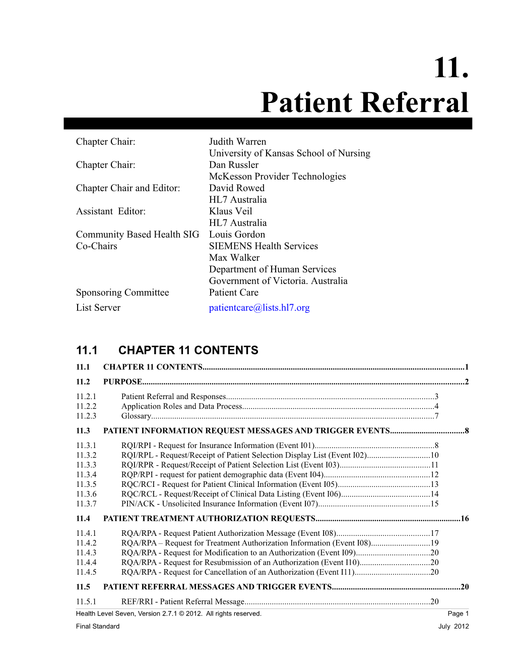 V2.7 Chapter 11 - Patient Referral