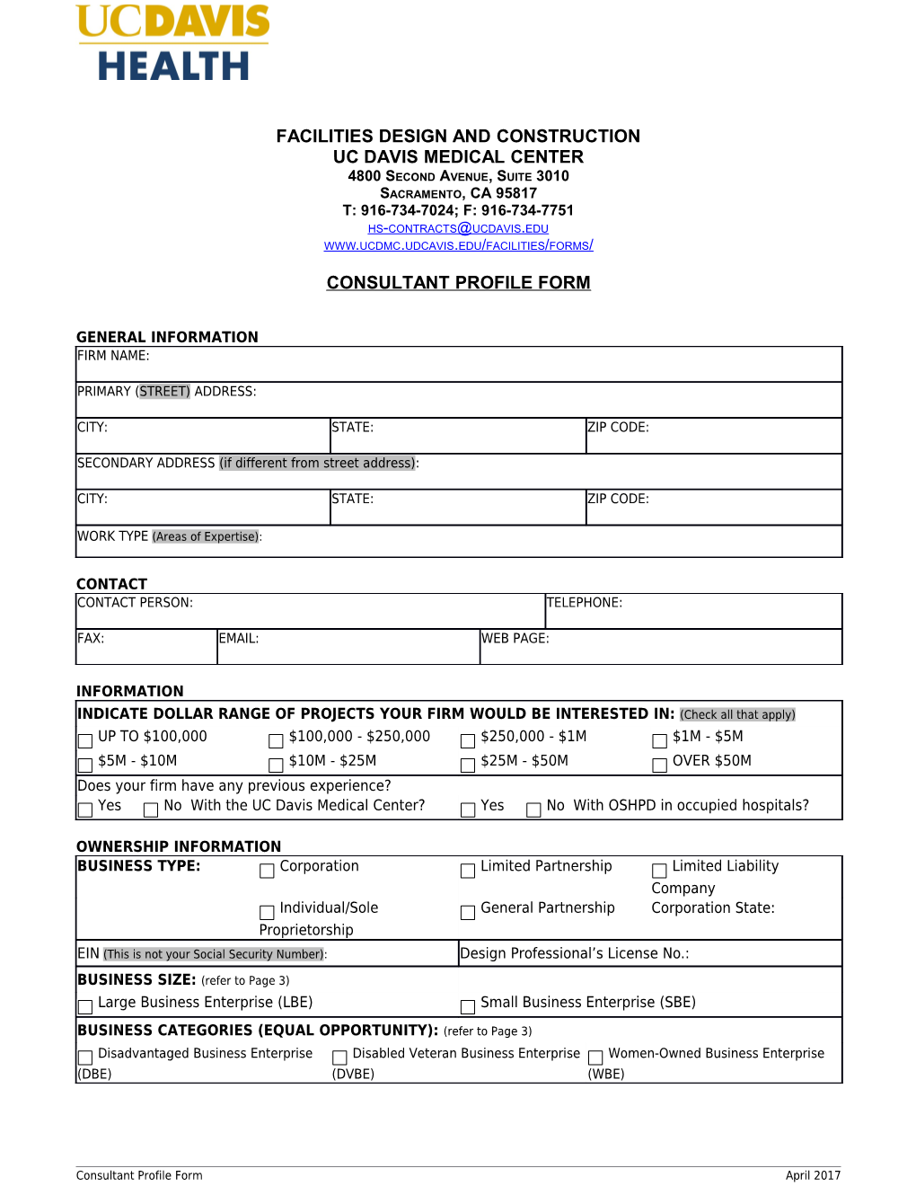 Contractor Profile Form - Internet