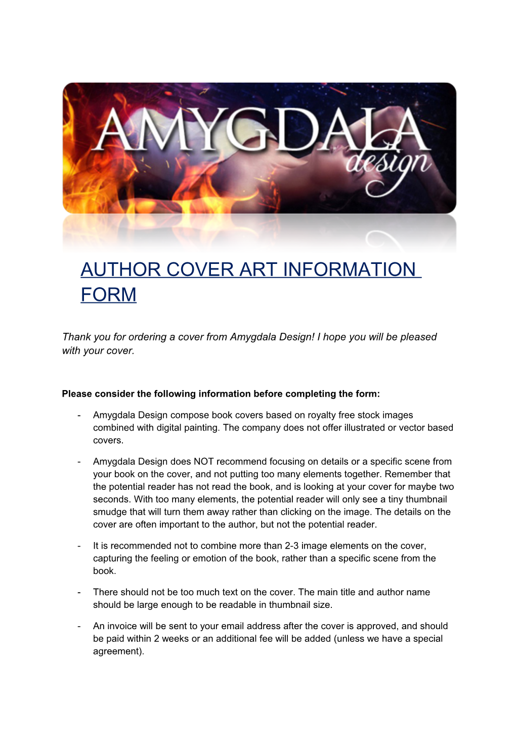 Author Cover Art Information Form