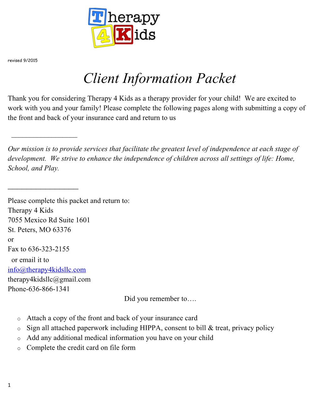 Client Information Packet