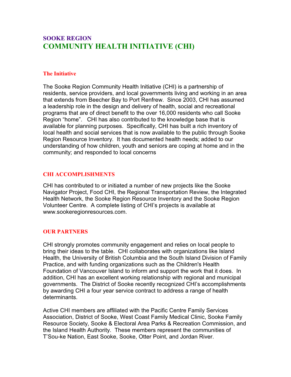 Community Health Initiative (Chi)