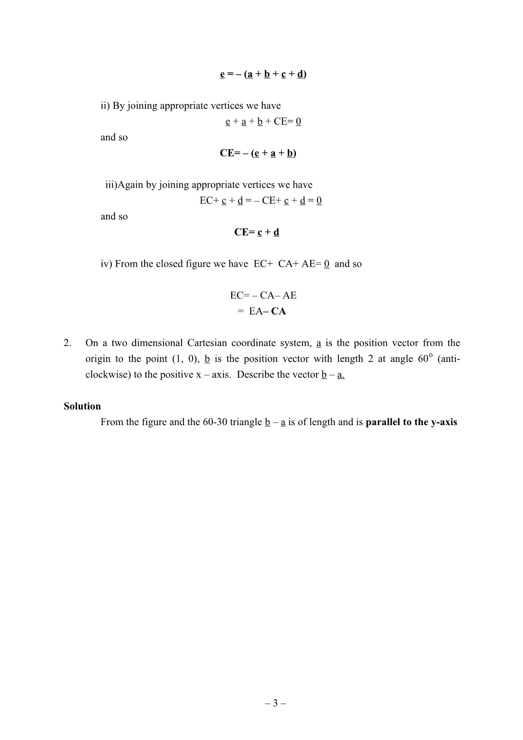 Chapter 11 Solutions to Exercises in Vectors