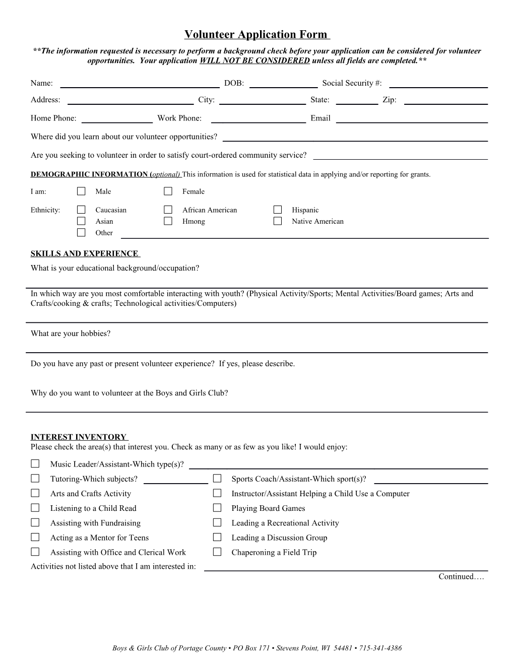 Volunteer Application Form s1