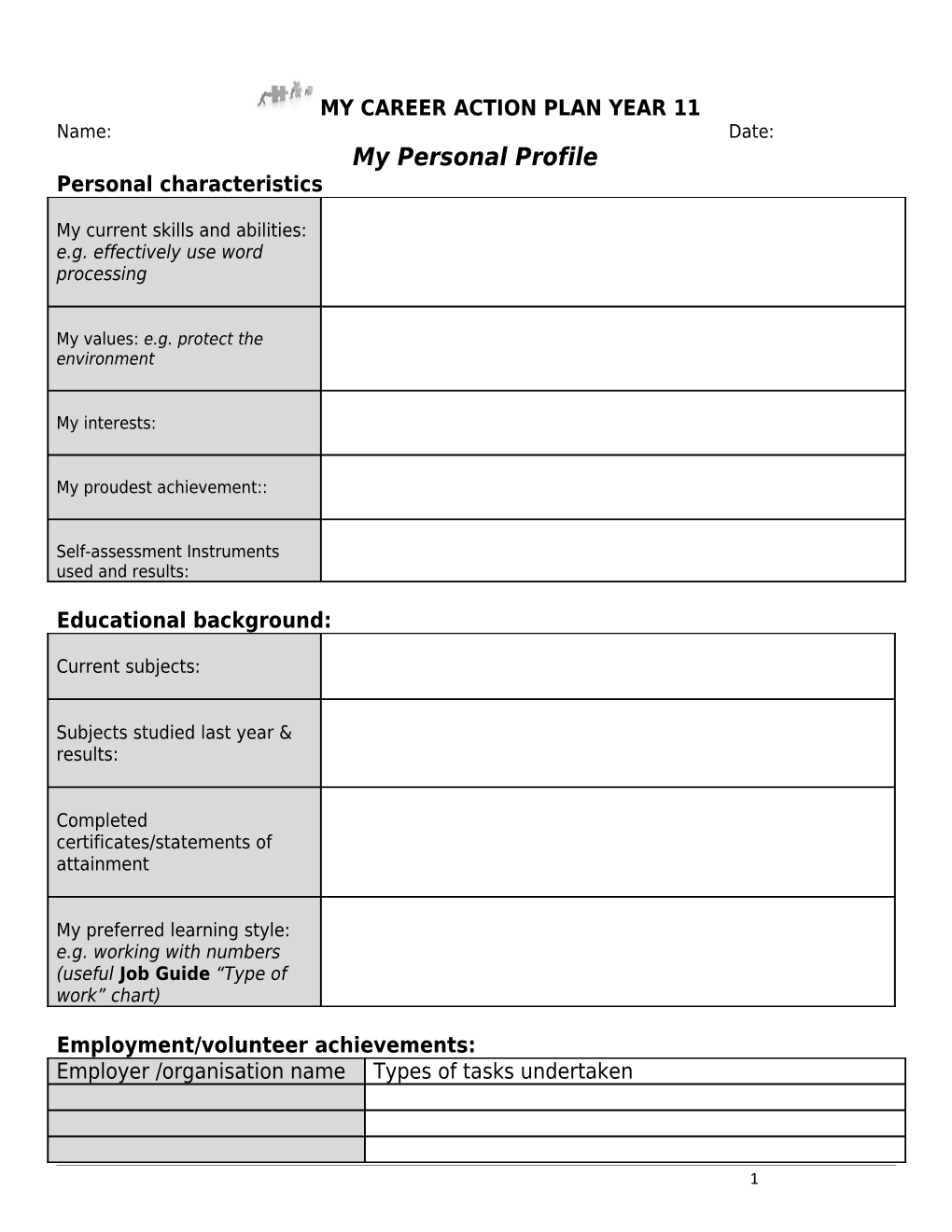 My Career Action Plan Year 11: Low SES Communities