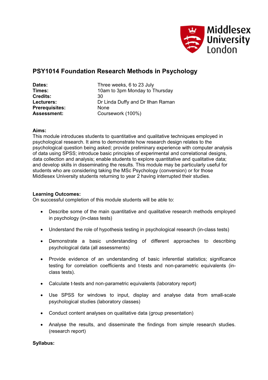 PSY1014 Foundation Research Methods in Psychology
