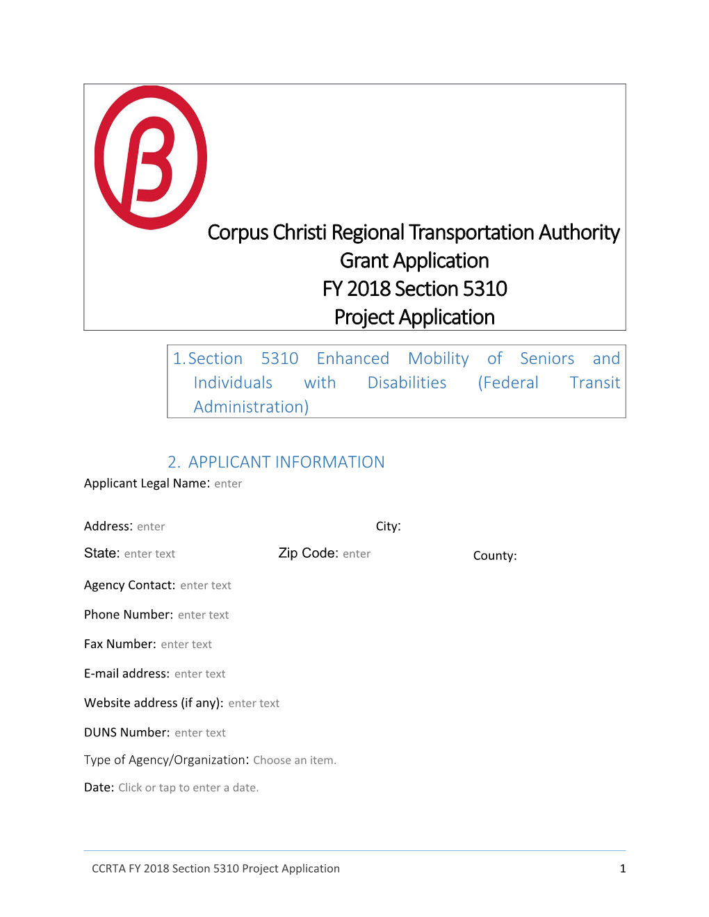 Section 5310 Enhanced Mobility of Seniors and Individuals with Disabilities (Federal Transit