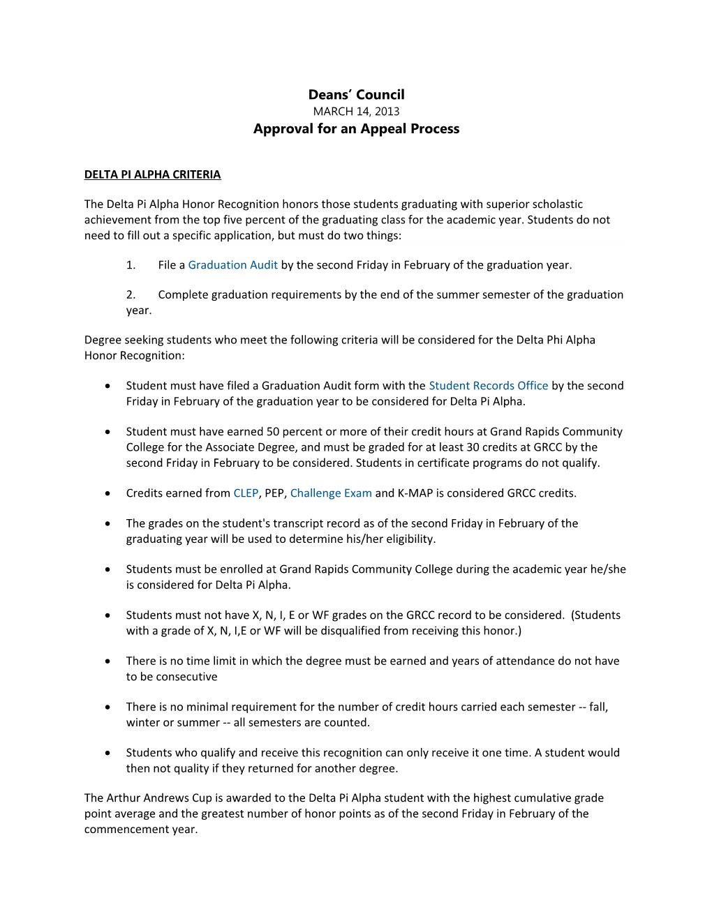 Approval for an Appeal Process
