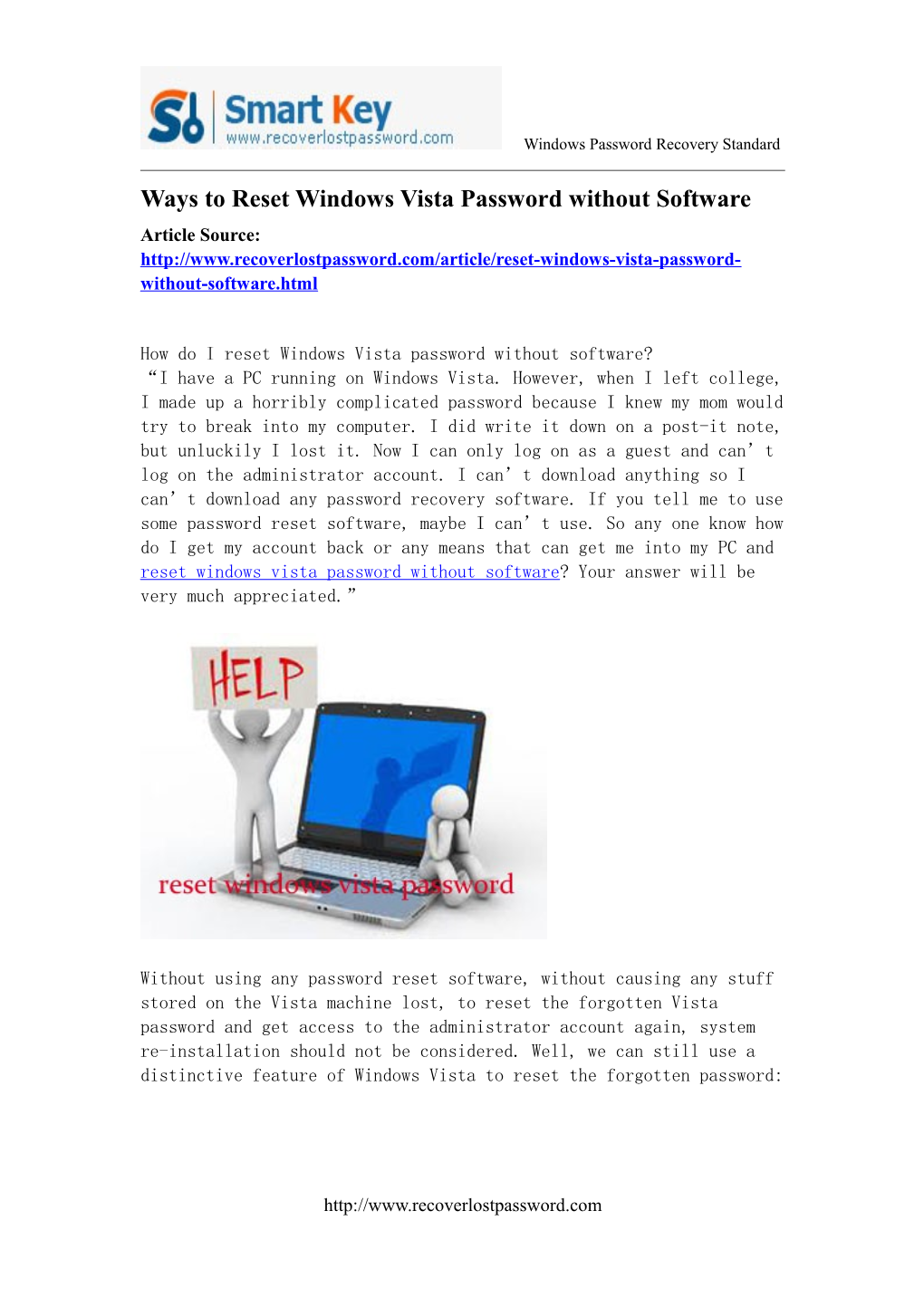 Ways to Reset Windows Vista Password Without Software