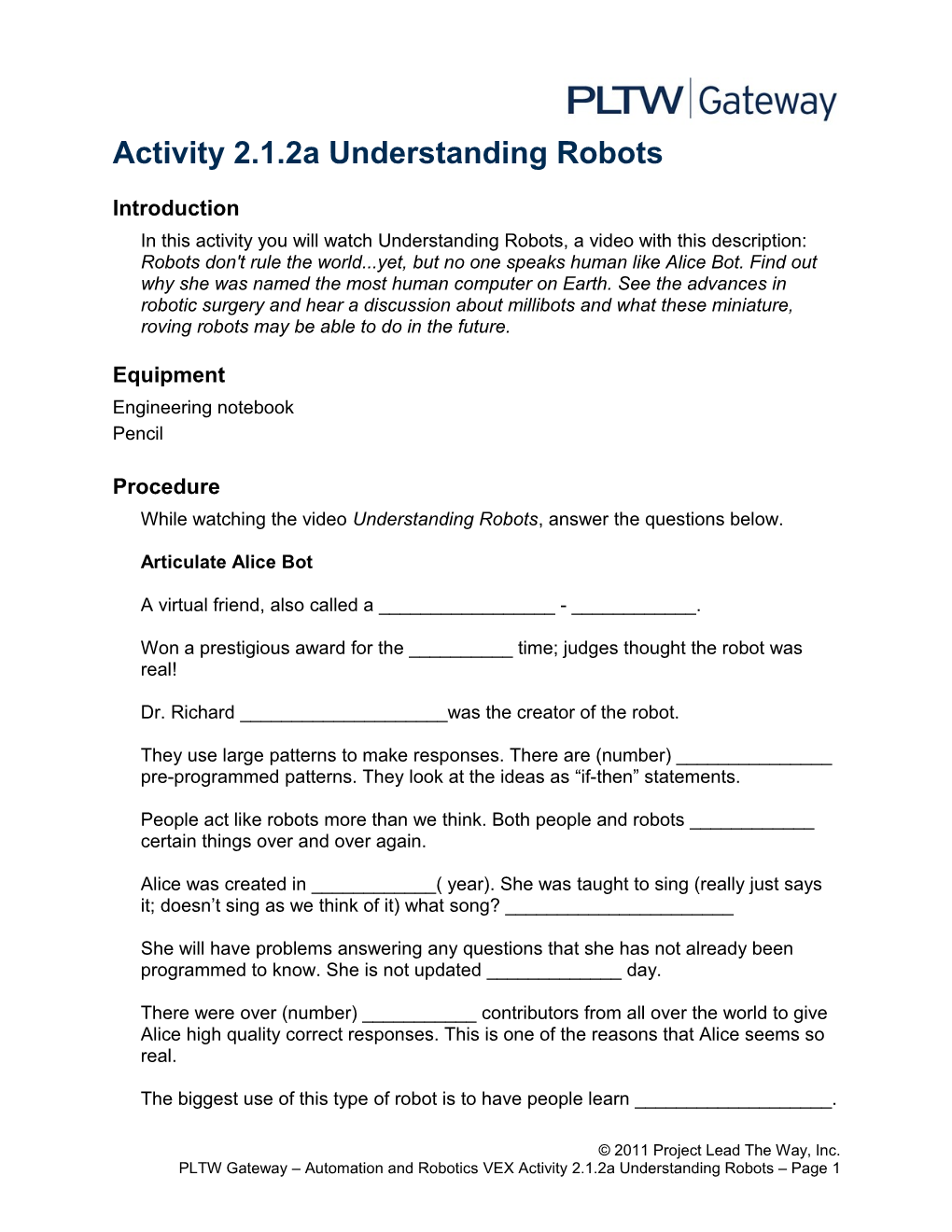 Activity 2.1.2A Understanding Robots