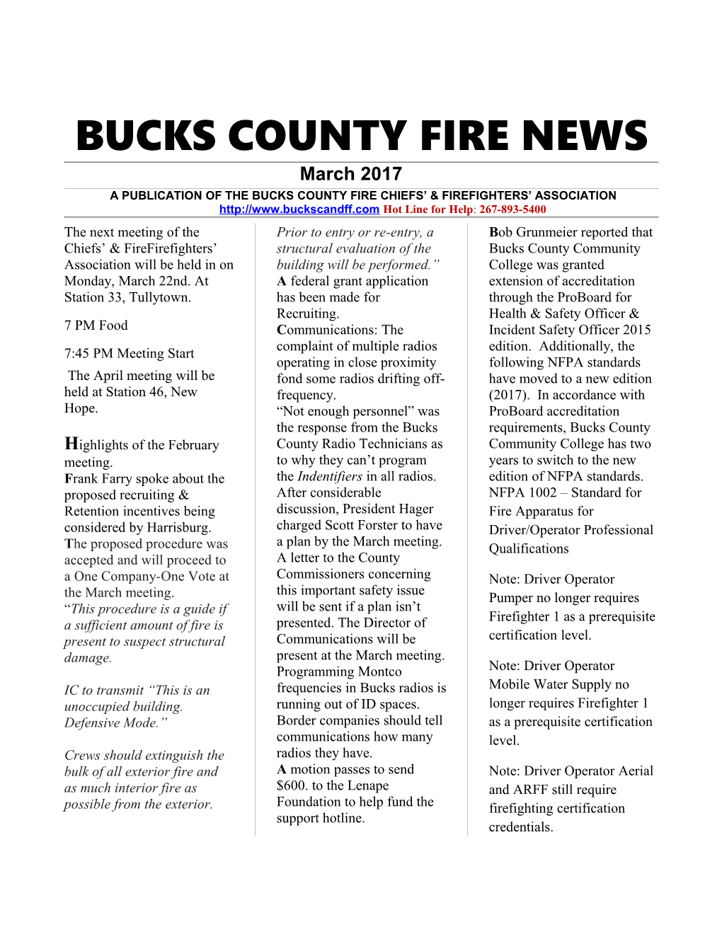 1Bucks Co. Fire News