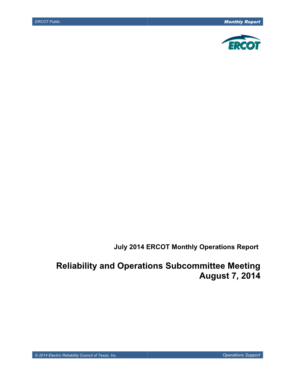Reliability and Operations Subcommittee Meeting