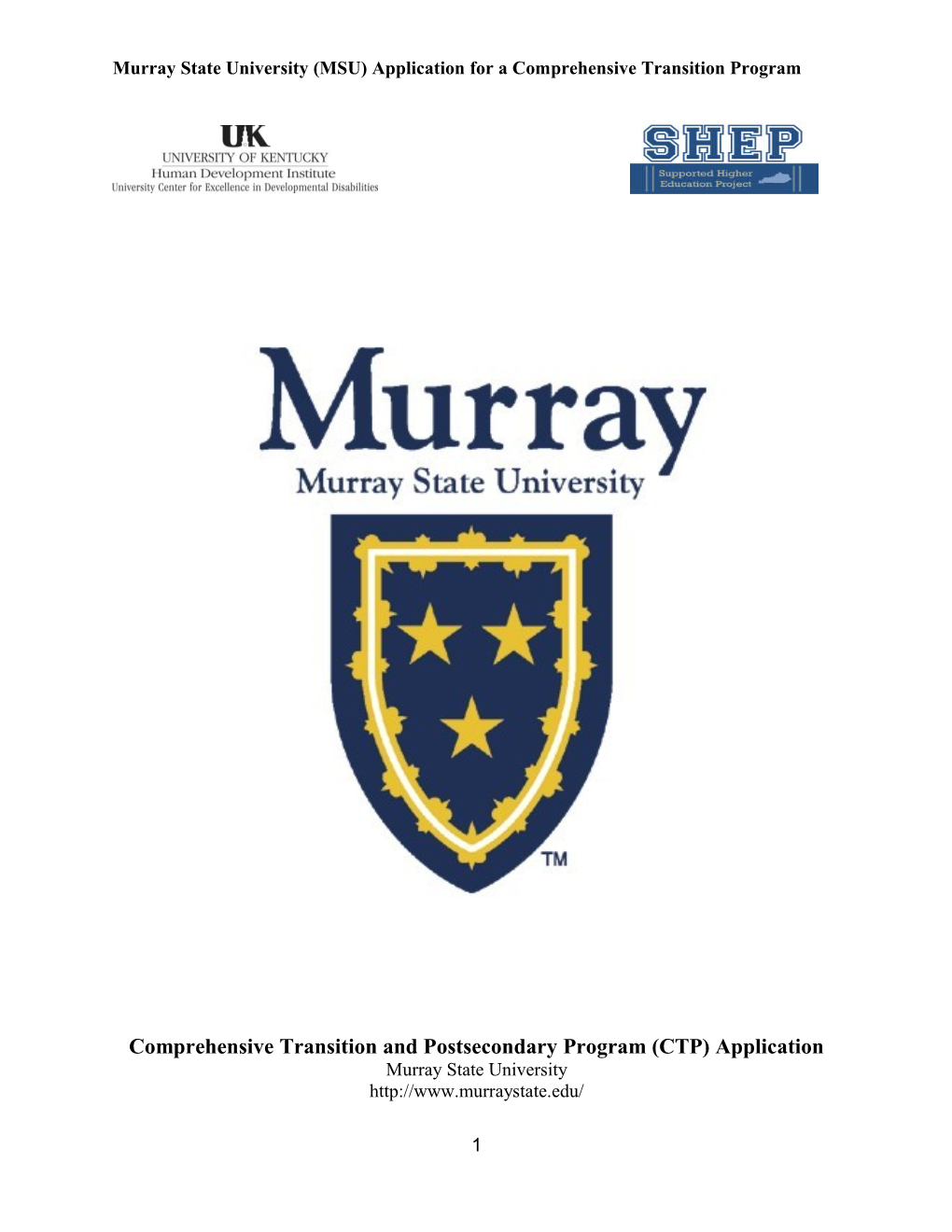 Murray State University (MSU)Application for a Comprehensive Transition Program