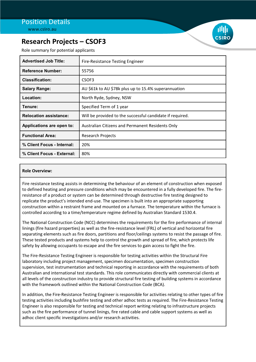 Position Details - Research Projects - CSOF3 s2