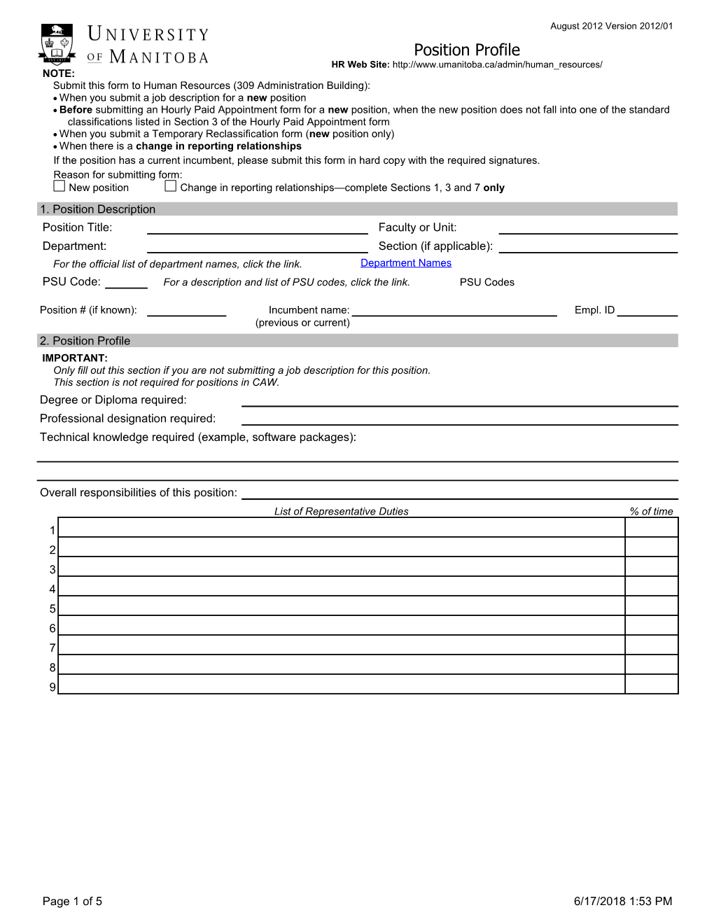 Submit This Form to Human Resources (309 Administration Building)