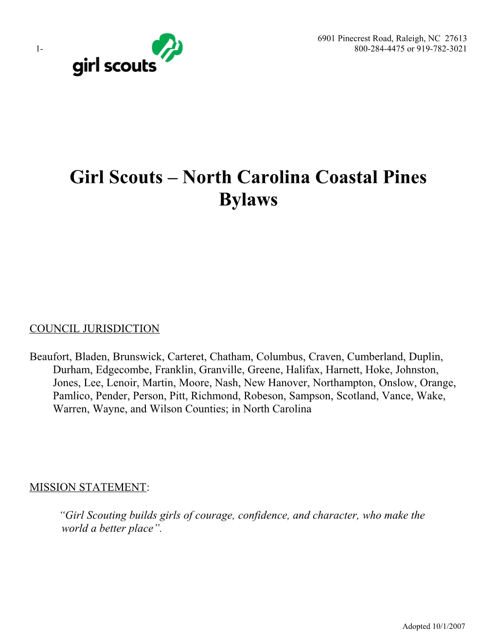 Girl Scouts – North Carolina Coastal Pines, Inc