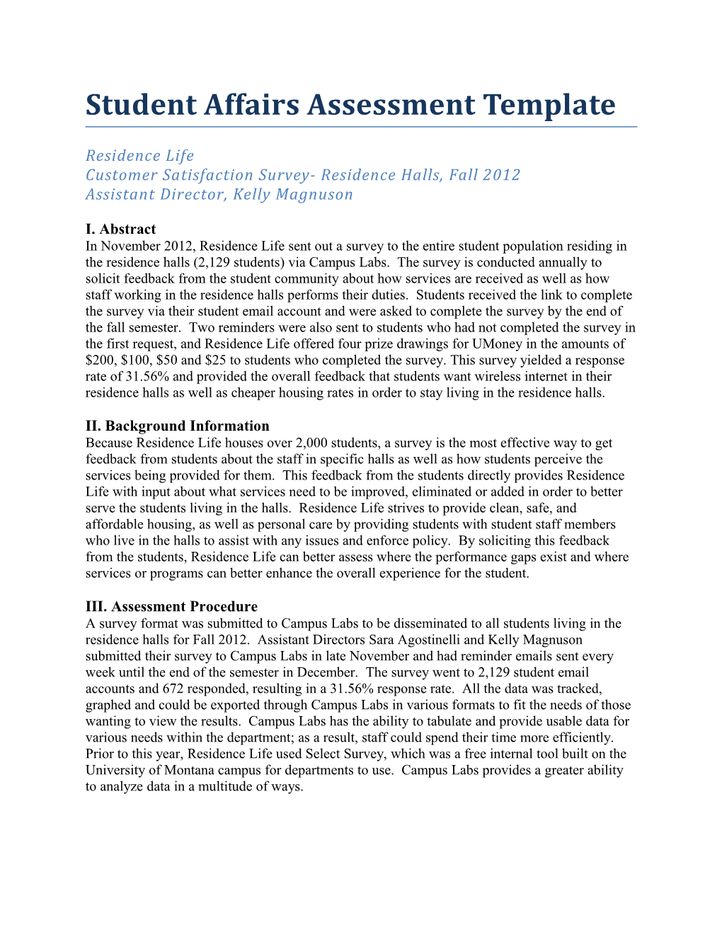 Student Affairs Assessment Template