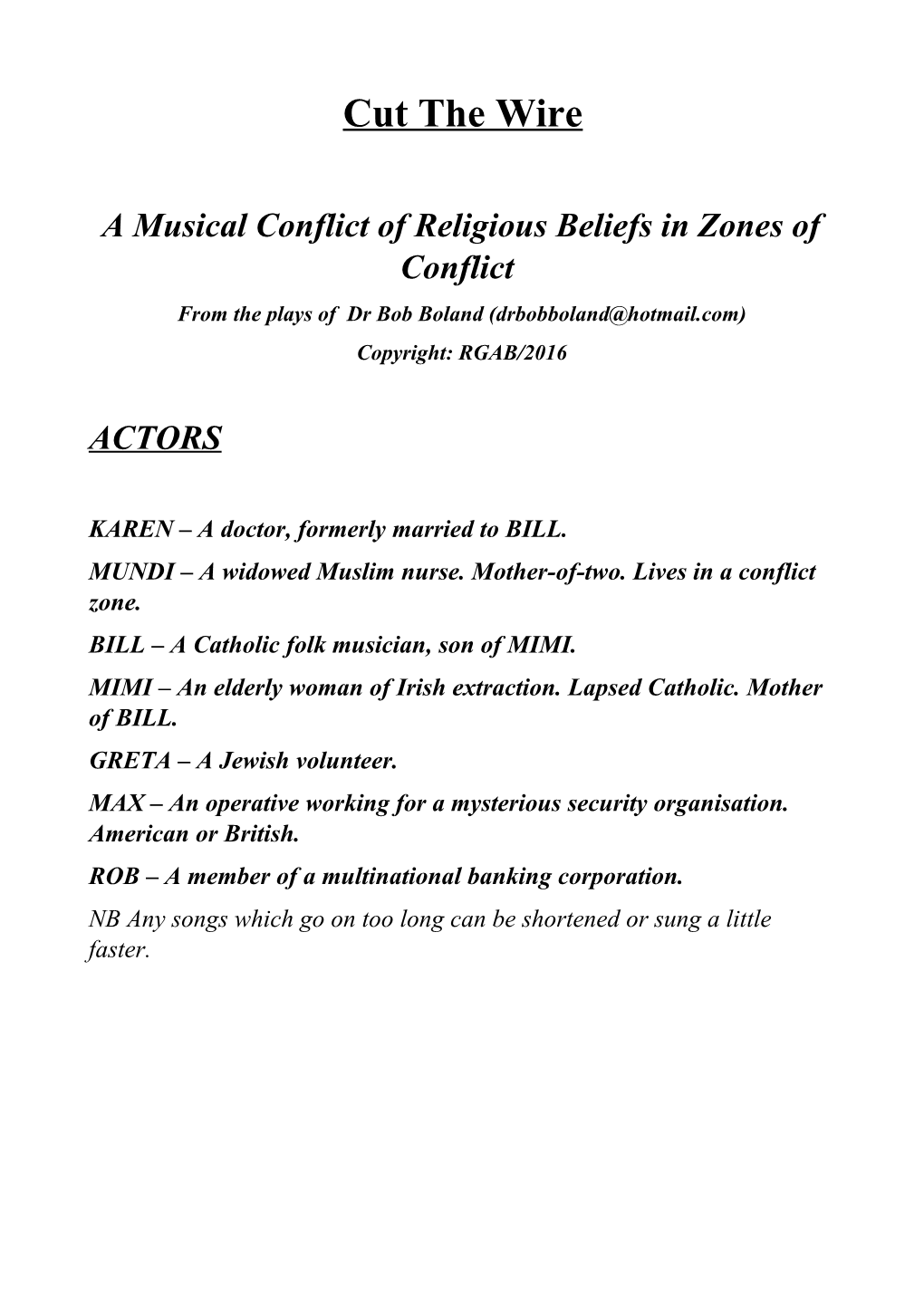 A Musical Conflict of Religious Beliefs in Zones of Conflict