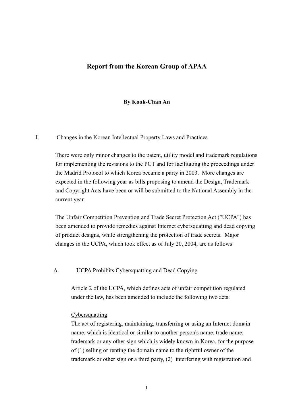 Report of Korean Group of APAA