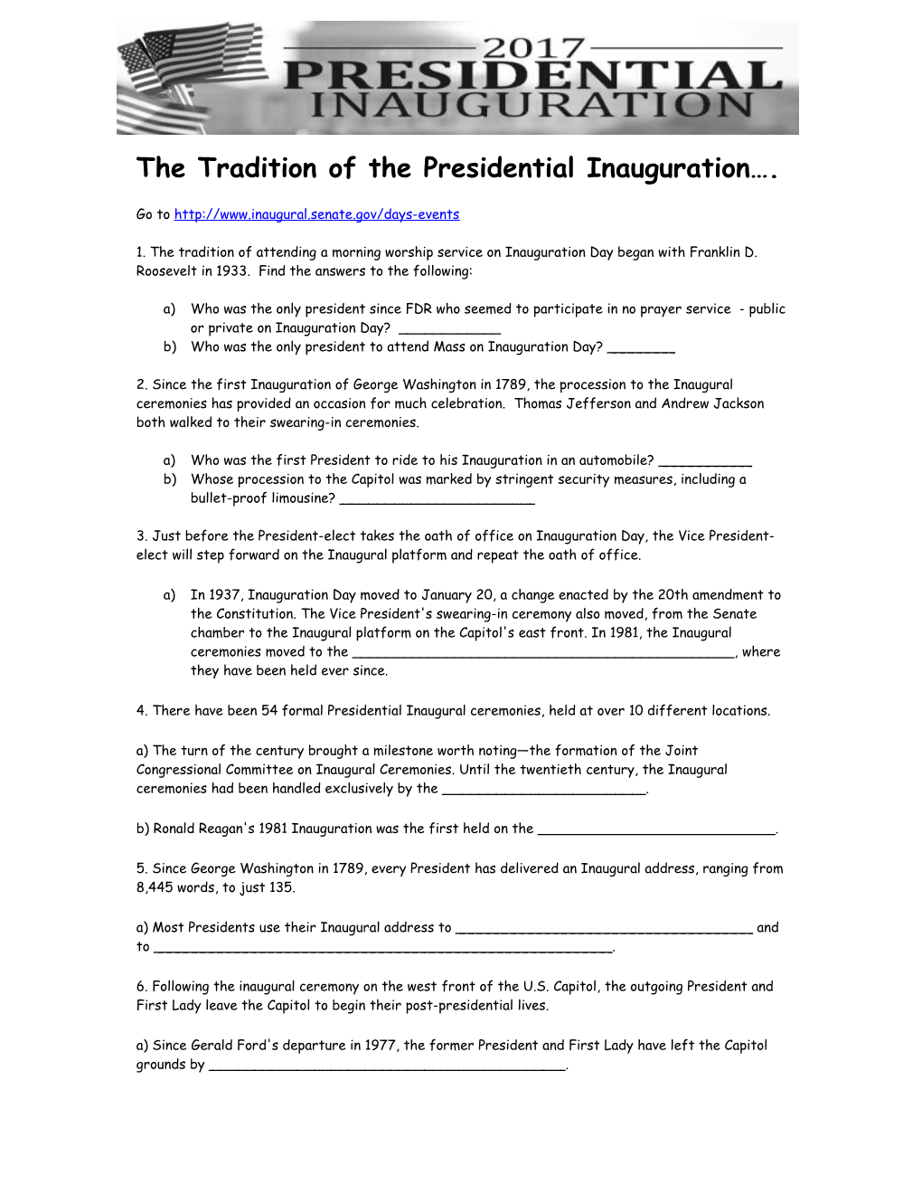 The Tradition of the Presidential Inauguration