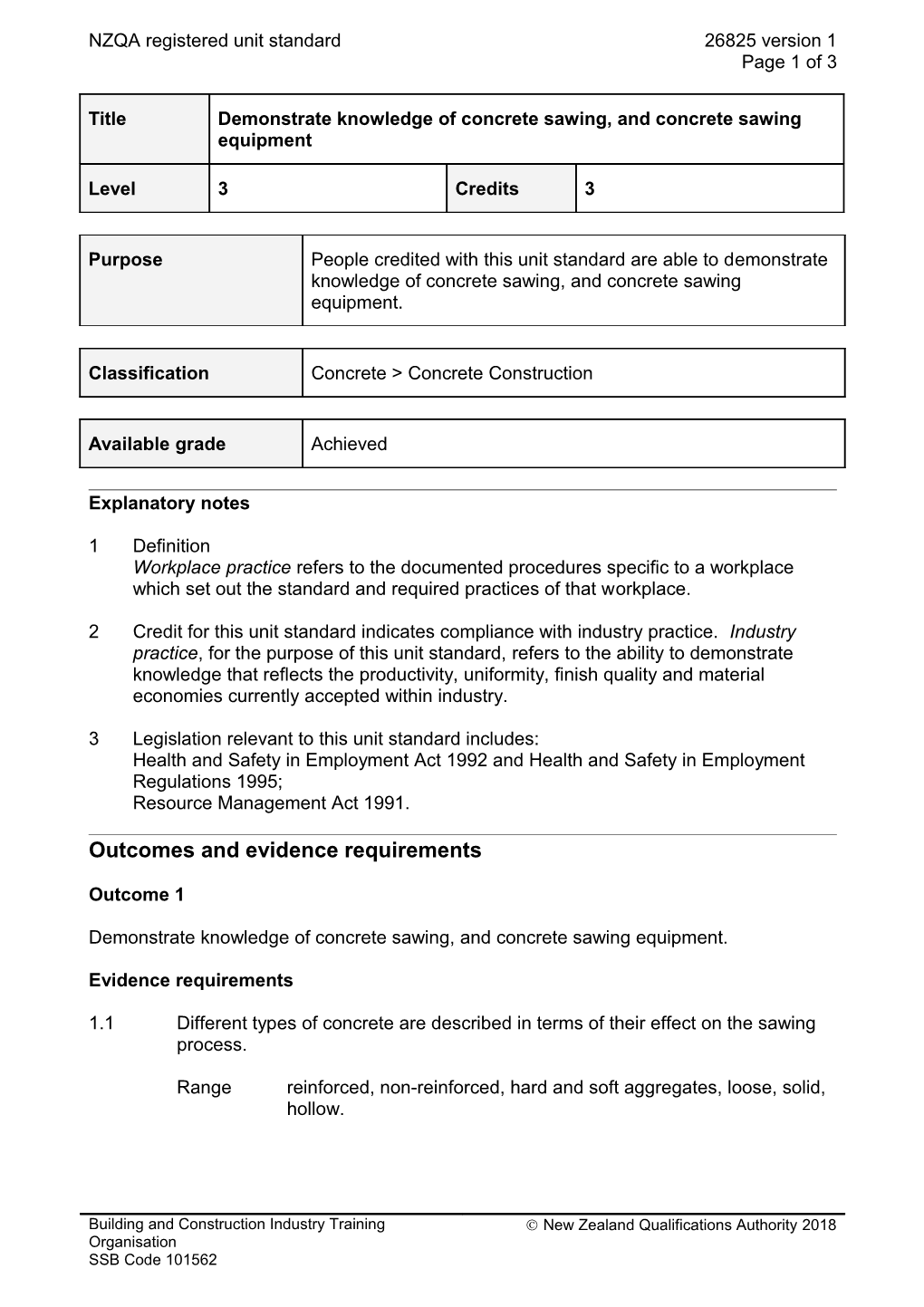 26825 Demonstrate Knowledge of Concrete Sawing, and Concrete Sawing Equipment