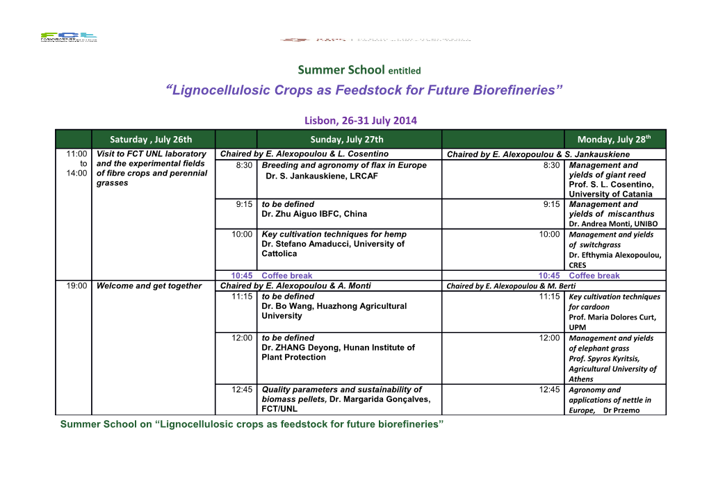 Lignocellulosic Crops As Feedstock for Future Biorefineries