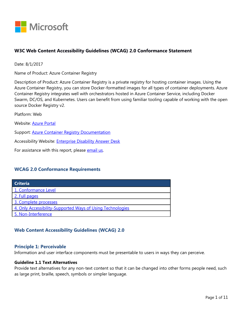 W3C Web Content Accessibility Guidelines (WCAG) 2.0 Conformance Statement s6