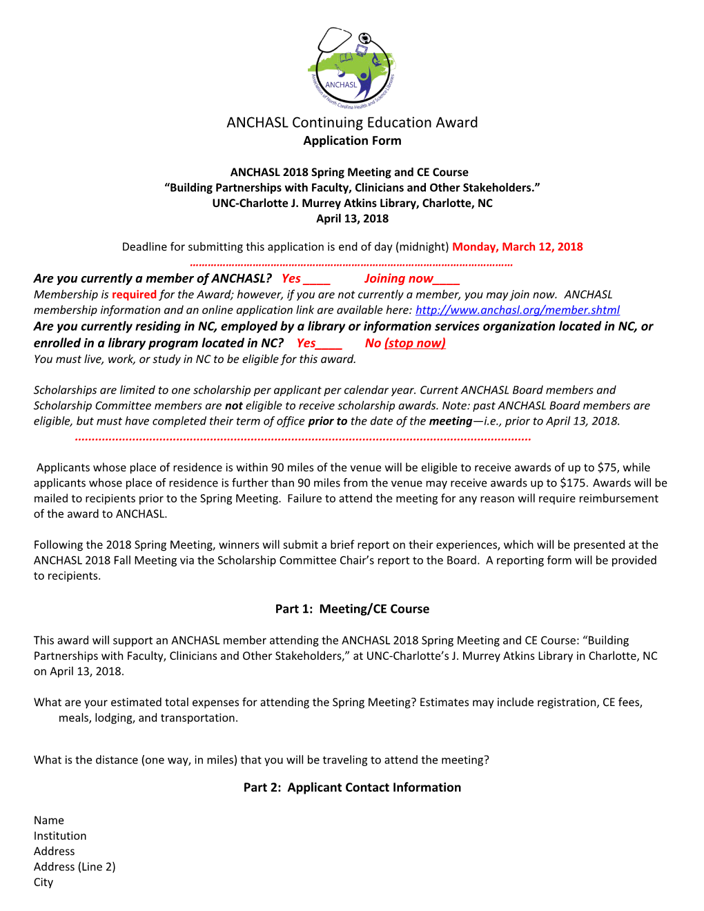 ANCHASL Continuing Education Award